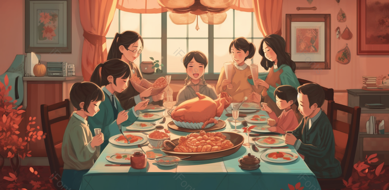 节日聚餐场景母亲节插画手绘黄色温馨亲人吃饭海报广告图,插画/手绘图,插画/手绘图库,插画/手绘图下载,插画/手绘